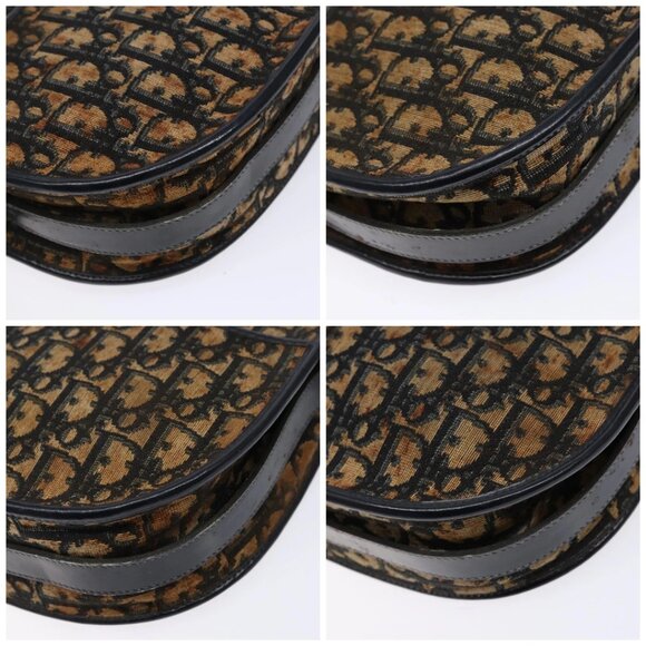 Christian Dior Trotter Canvas Shoulder Bag Navy Gold Auth BA4463 - Picture 14 of 16